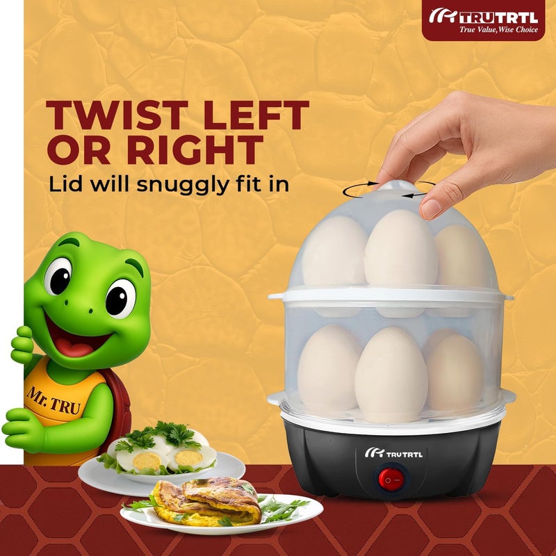 truTRTL 4 in 1 electric egg cooker | Boils upto 14 eggs | Poacher | Omelet maker | Vegetable steamer, dumpling & More | Royal Black - Image 4